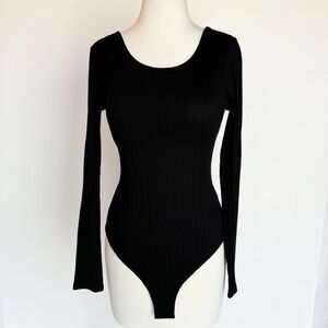 Black ribbed bodysuit